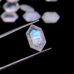 Blue Fire Moonstone Faceted Elongated Hexagon Shape Loose Gemstone for Jewelry Making Natural Crystals