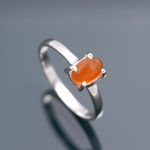 Natural Carnelian Oval Shape Engagement Ring 925 Sterling Silver Healing Jewelry For Her