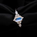 Natural Rainbow Moonstone Hexagon Vintage Ring 925 Sterling Silver Birthday Gift For Her