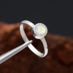 Natural Moonstone Round Ring 925 Sterling Silver Jewelry Minimalist Ring For Women
