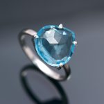 Natural Sky Blue Topaz Heart Shape Statement Ring 925 Sterling Silver Delicate Jewelry
