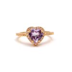 Natural Alexandrite Heart Shape Moissanite Gold Engagement Ring For Bridal