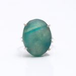 Natural Blue Fluorite Oval Shape Healing Ring 925 Sterling Silver Jewelry Anniversary Gift
