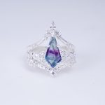 Natural Multi Fluorite Kite Shape Crown Ring 925 Sterling Silver Jewelry Wedding Gift