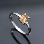 Natural Citrine Quartz Oval Stone 925 Sterling Silver Ring Delicate Silver Jewelry For Women