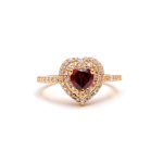Natural Red Garnet Heart Shape Gold Ring For Bride Vintage Gold Jewelry Unique Gift