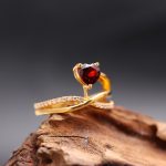 Natural Red Garnet Heart Shape Ring Designer Crown Ring Wedding Boho Gold Jewelry