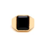 Natural Black Onyx Octagon Men's Ring Healing Gold Jewelry Unique Engagement Ring