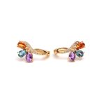 Natural Citrine, Amethyst & Blue Topaz Pear Stud Earrings Designer Gold Earring Wedding Jewelry
