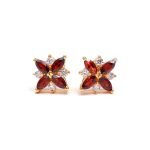 Natural Garnet Marquise Shape Stud Earrings Handmade Gold Earring For Her Unique Birthday Gift