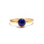 Natural Lapis Lazuli Round Gemstone Gold Ring Statement Boho Jewelry For Her Birthday Gift