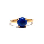 Natural Lapis Lazuli Round Gemstone Statement Ring Blue Cabochon Gold Ring Gift For Her