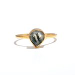 Natural Moss Agate Handmade Anniversary Ring Heart Shape Solitaire Gold Ring Birthday Gift