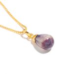 Natural Fluorite Teardrop Statement Necklace Boho Gold Jewelry Unique Gift