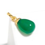 Natural Green Onyx Teardrop Statement Pendant Gold Jewelry Chiasmas Gift