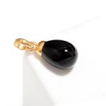 Natural Black Onyx Teardrop Elegant Boho Pendant Gold Jewelry Halloween Gift