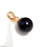 Natural Black Onyx Ball Birthstone Pendant Charm Gold Jewelry For New Year Gift