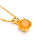 Natural Orange Chalcedony Octagon Shape Necklace Vintage Gold Jewelry For Birthday Gift