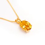 Natural Citrine Quartz Oval Minimalist Gold Necklace Dainty Jewelry For Her