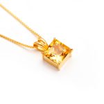 Natural Citrine Quartz Square Shape Dainty Gold Necklace Boho Jewelry For Women