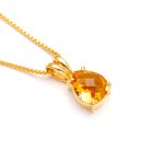 Natural Citrine Pear Shape Healing Necklace Unique Gold Jewelry For Lovers
