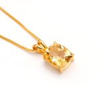 Natural Yellow Citrine Cushion Shape Bohemian Necklace Wedding Gold Jewelry