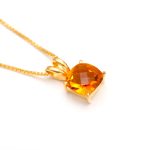 Yellow Citrine Quartz Cushion Briolette Cut Pendant Necklace Engagement Gold Jewelry