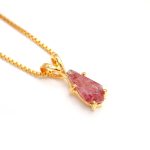 Natural Strawberry Quartz Kite Shape Gold Necklace Women Jewelry For Wedding