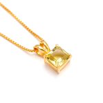 Natural Lemon Quartz Asscher Cut Octagon Necklace Boho Gold Jewelry