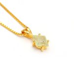 Natural Prehnite Kite Shape Minimalist Necklace Gold Jewelry For Bridesmaids
