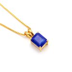 Natural Lapis Lazuli Octagon Elegant Gold Necklace Boho Jewelry For Her