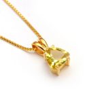 Natural Lemon Quartz Trillion Cut Gemstone Gold Necklace Jewelry For Bride
