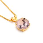 Natural Dendrite Opal Octagon Shape Vintage Necklace Gold Jewelry For Lovers