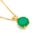 Natural Green Onyx Octagon Healing Necklace Unique Gold Jewelry Boho Gifts