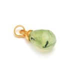 Natural Prehnite Teardrop Gemstone Dainty Pendant Vintage Gold Jewelry