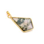 Natural Moss Agate Kite Healing Pendant Boho Gold Jewelry For Lovers