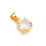 Natural Lavender Quartz Hexagon Shape Pendant Gold Jewelry For Her