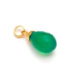 Natural Green Onyx Teardrop Birthstone Pendant Statement Gold Jewelry