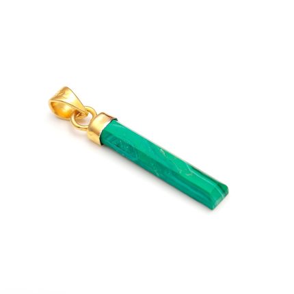 Natural Malachite Baguette Gold Pendant Handmade Jewelry Birthday Gift
