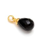 Natural Black Onyx Teardrop Gold Pendant Vintage Jewelry For Her