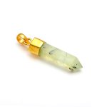 Natural Prehnite Pencil Shape Boho Pendant Delicate Gold Jewelry