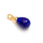 Natural Blue Lapis Lazuli Teardrop Pendant Gold Jewelry Anniversary Gift