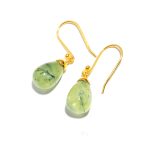 Natural Prehnite Teardrop Dangle Earrings Gold Jewelry Anniversary Gift