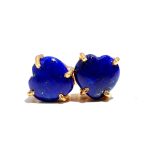 Natural Blue Lapis Lazuli Heart Stud Earrings Birthstone Gold Jewelry