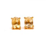 Natural Citrine Quartz Oval Stud Earrings Unique Wedding Jewelry For Her