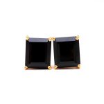 Natural Black Onyx Octagon Vintage Stud Earrings Gold Women Stud