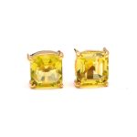 Natural Lemon Quartz Octagon Gold Stud Earrings Unique Engagement Gift