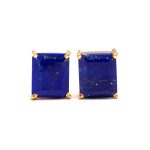 Natural Lapis Lazuli Octagon Healing Gold Stud Earrings For Women