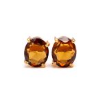 Natural Bear Quartz Oval Wedding Stud Earrings Gemstone Gold Jewelry