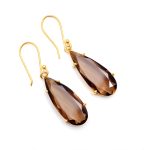Natural Smoky Quartz Pear Shape Earrings Women Dangle Earring